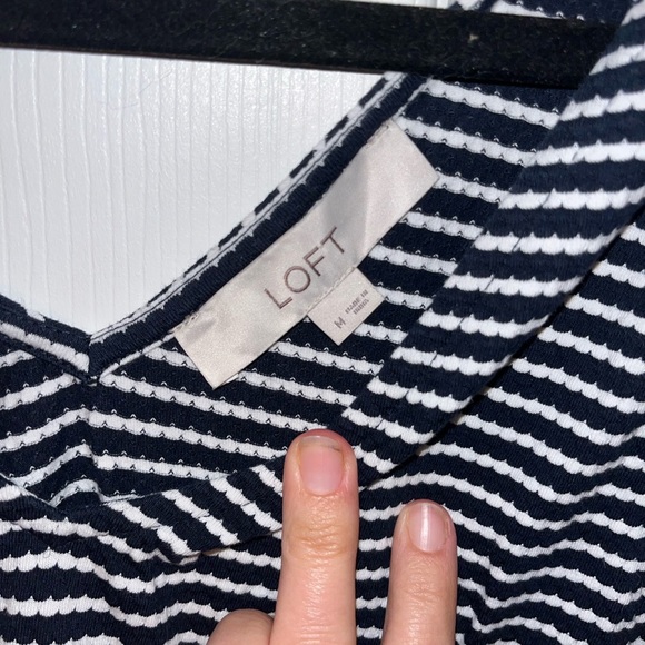 LOFT Women’s Black and White Striped Casual Dress - Picture 2 of 3